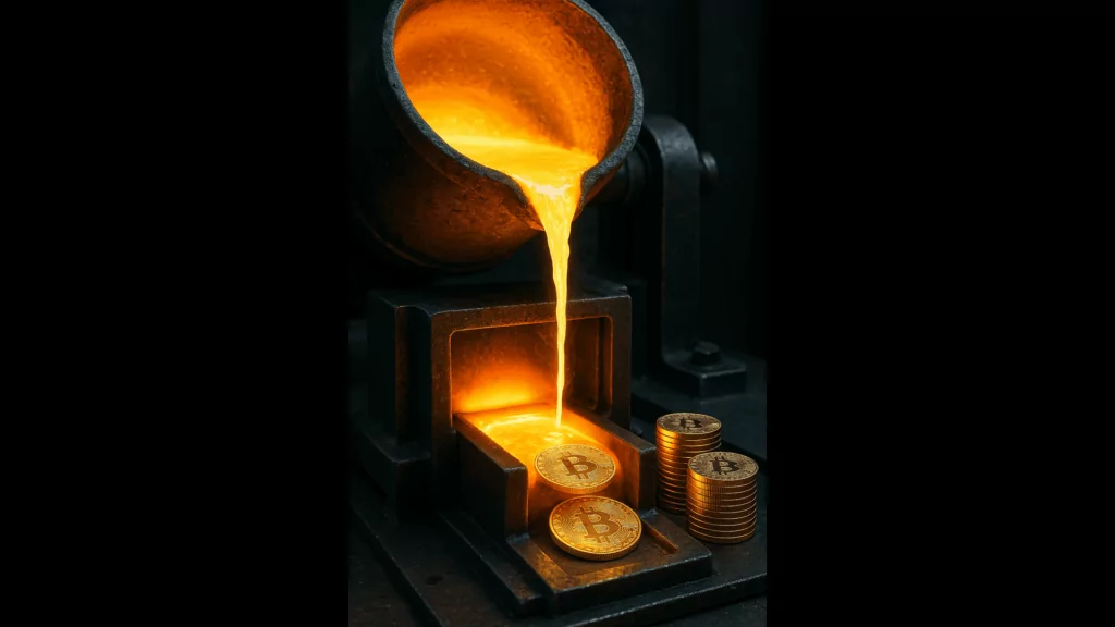 This image reflects the emerging trend of gold tokenization, where physical gold is digitized on a blockchain, offering a solution to the volatility of fiat currencies. The text highlights the influence of interoperability with other asset classes, enhanced transparency and compliance through smart contracts and audits, the evolution of global reserves with tokenized gold, emerging financial products like derivatives and lending protocols, and the socio-economic impact of financial inclusion. It also describes a dual-contour financial architecture with an internal dollar economy controlled by the Federal Reserve and an external contour using tokenized gold with a hyperbolic pricing model, managed by Byzantine Fault Tolerance consensus, reshaping global trade and U.S. economic